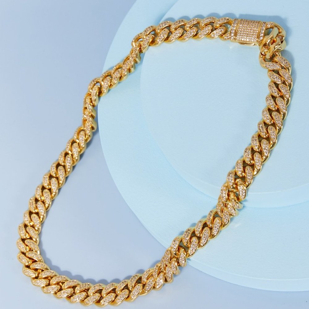Cubic Zirconia Chunky Cuban Link Chain Necklace